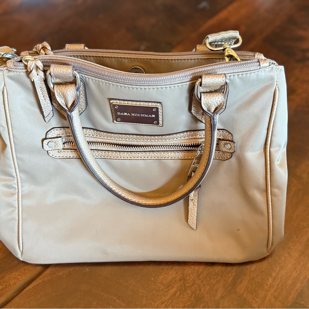 Dana Buchman Cream and Gold Satchel